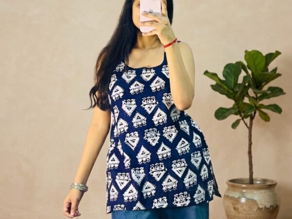 Indigo Tribe Top Sleeveless Kurti