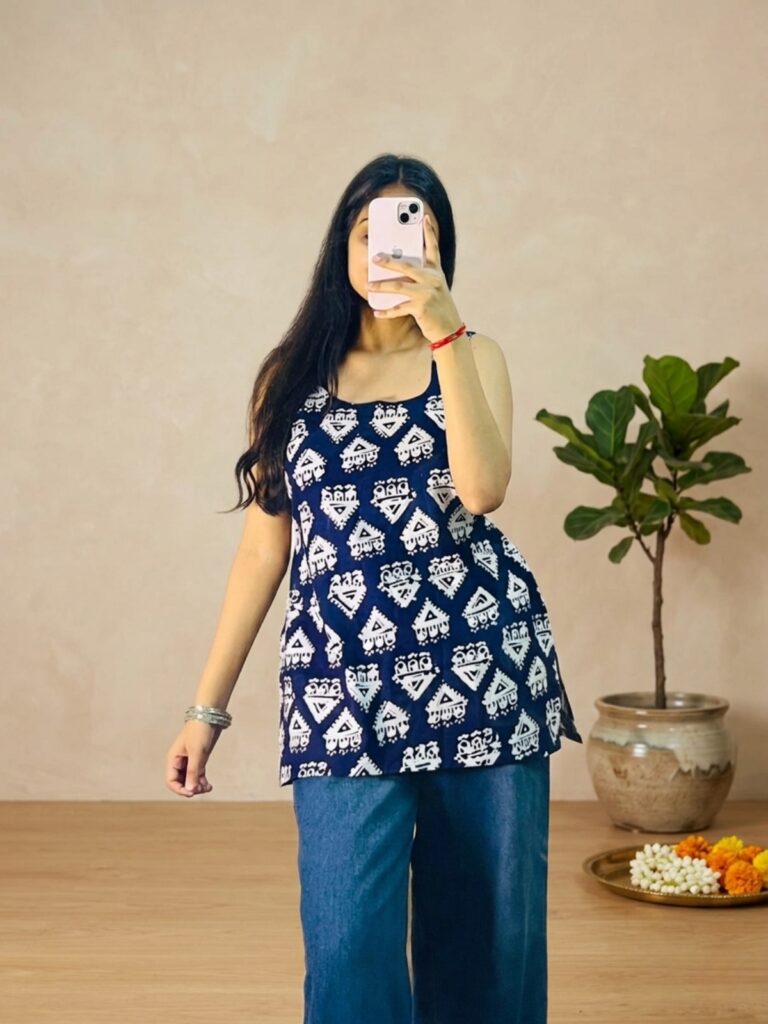 Indigo Tribe Top Sleeveless Kurti