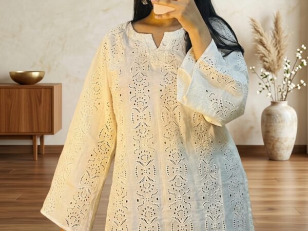 White Cotton Chikankari Kurti