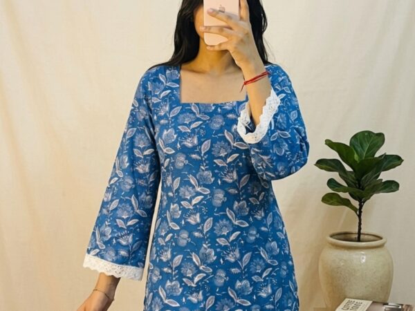 Indigo Ibaadat – Square Neck Floral Kurti