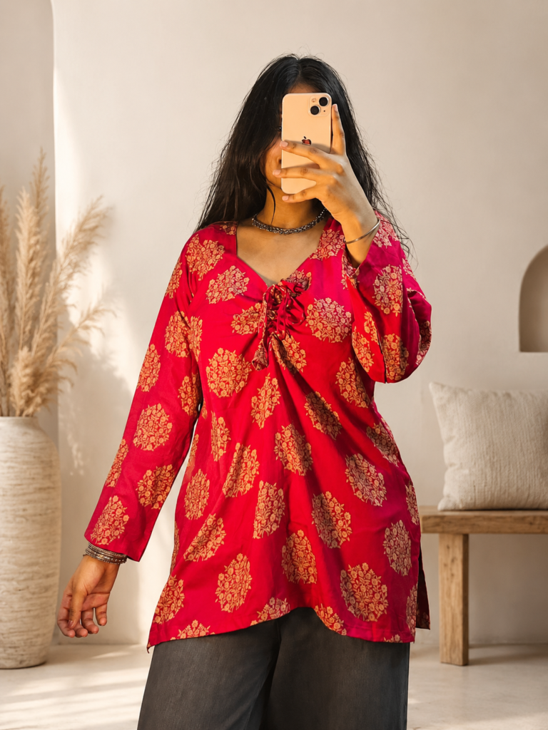Gulabi Noor Dori Kurti